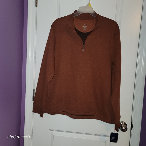 George Men's Quarter Zip Fleece Brown Men's Sz: Large NWT - Picture 5 of 7